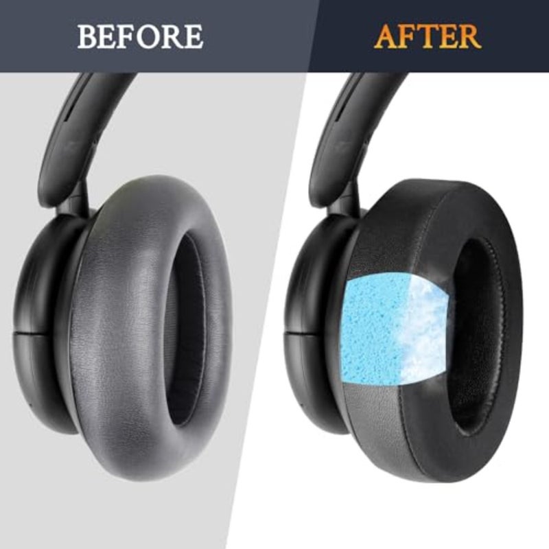 Cooling Gel Earpads Replacement for Anker Soundcore Life Q30/Q35 Headphones, Ear Pads Cushions with Ice Silk Fabric, High-Density Noise Isolation Foam - Black - Image 4