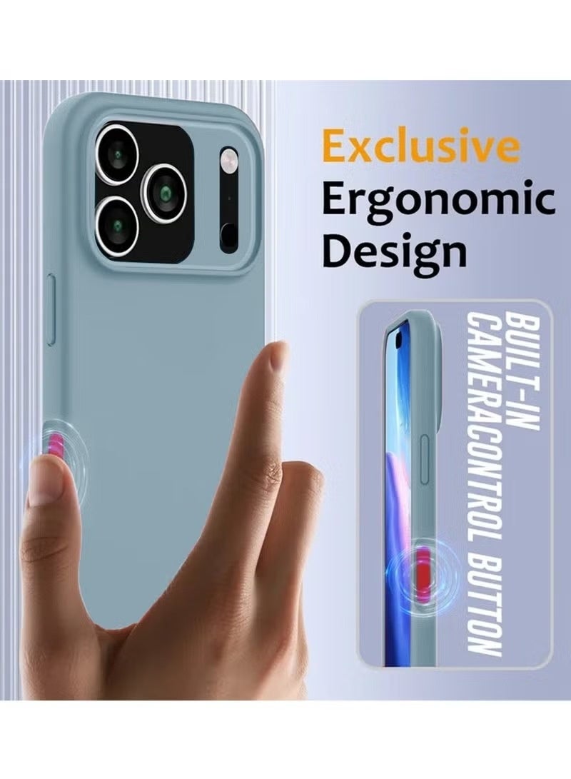 ACLIX Apple iPhone 17 Pro 5G (2025) Soft Liquid Silicone Case Cover – Slim, Shockproof, Anti-Scratch & Anti-Fingerprint Protective Back Case with Microfiber Lining – Ivory Blue - Image 5