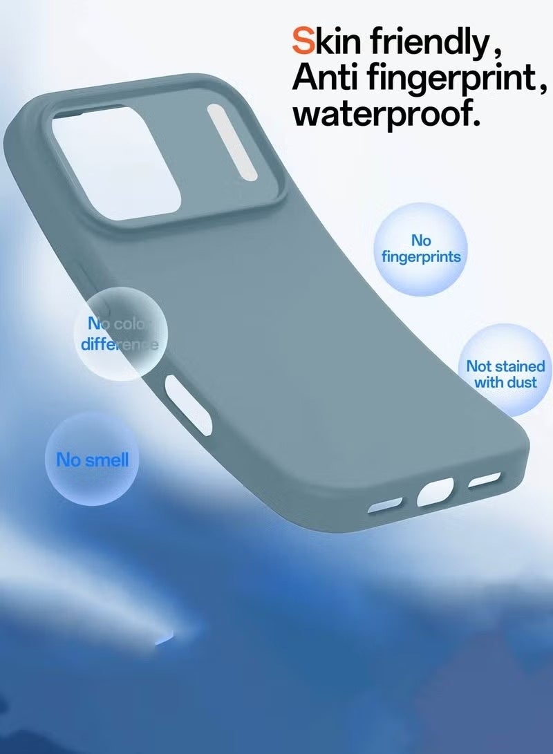 ACLIX Apple iPhone 17 Pro 5G (2025) Soft Liquid Silicone Case Cover – Slim, Shockproof, Anti-Scratch & Anti-Fingerprint Protective Back Case with Microfiber Lining – Ivory Blue - Image 3