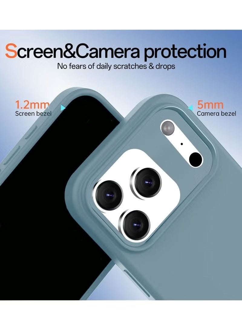 ACLIX Apple iPhone 17 Pro 5G (2025) Soft Liquid Silicone Case Cover – Slim, Shockproof, Anti-Scratch & Anti-Fingerprint Protective Back Case with Microfiber Lining – Ivory Blue - Image 4