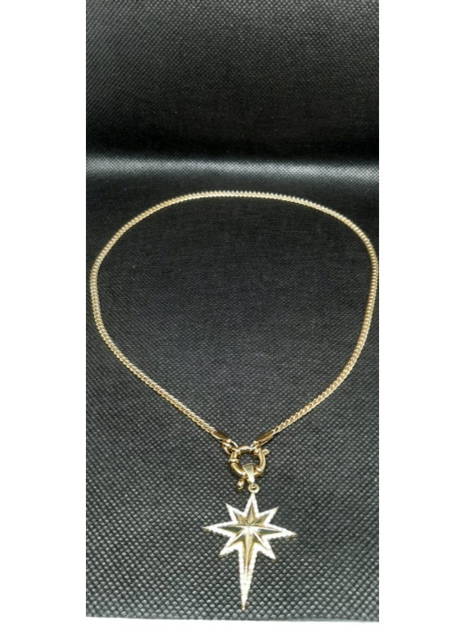 سلسله استانليس ستيل ذهبي مع دلاية شكل النجم الساطع - Image 1