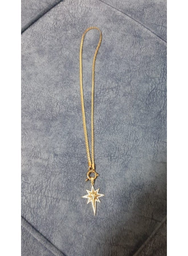 سلسله استانليس ستيل ذهبي مع دلاية شكل النجم الساطع - Image 2