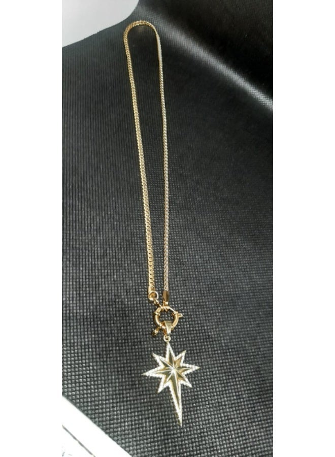 سلسله استانليس ستيل ذهبي مع دلاية شكل النجم الساطع - Image 3