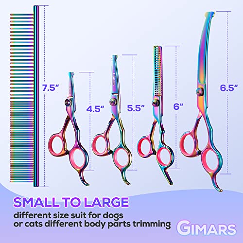 Gimars Professional 4CR Stainless Steel 6 in 1 Grooming Scissors for Dogs with Safety Round Tip, Heavy Duty Titanium Coated Pet Grooming Scissor for Dogs, Cats and Other Animals - Image 2