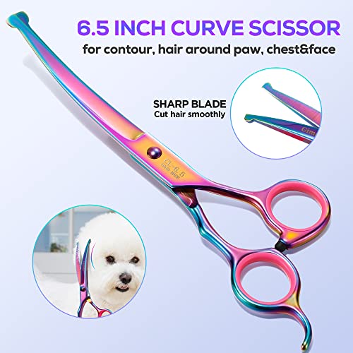 Gimars Professional 4CR Stainless Steel 6 in 1 Grooming Scissors for Dogs with Safety Round Tip, Heavy Duty Titanium Coated Pet Grooming Scissor for Dogs, Cats and Other Animals - Image 4