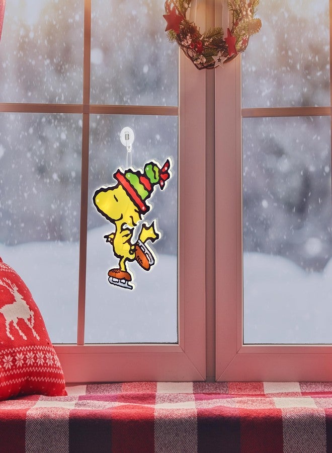 ProductWorks 12IN Peanuts Lighted Holiday Christmas Window DÉCOR Woodstock with Suction Cup for Hanging - Image 1