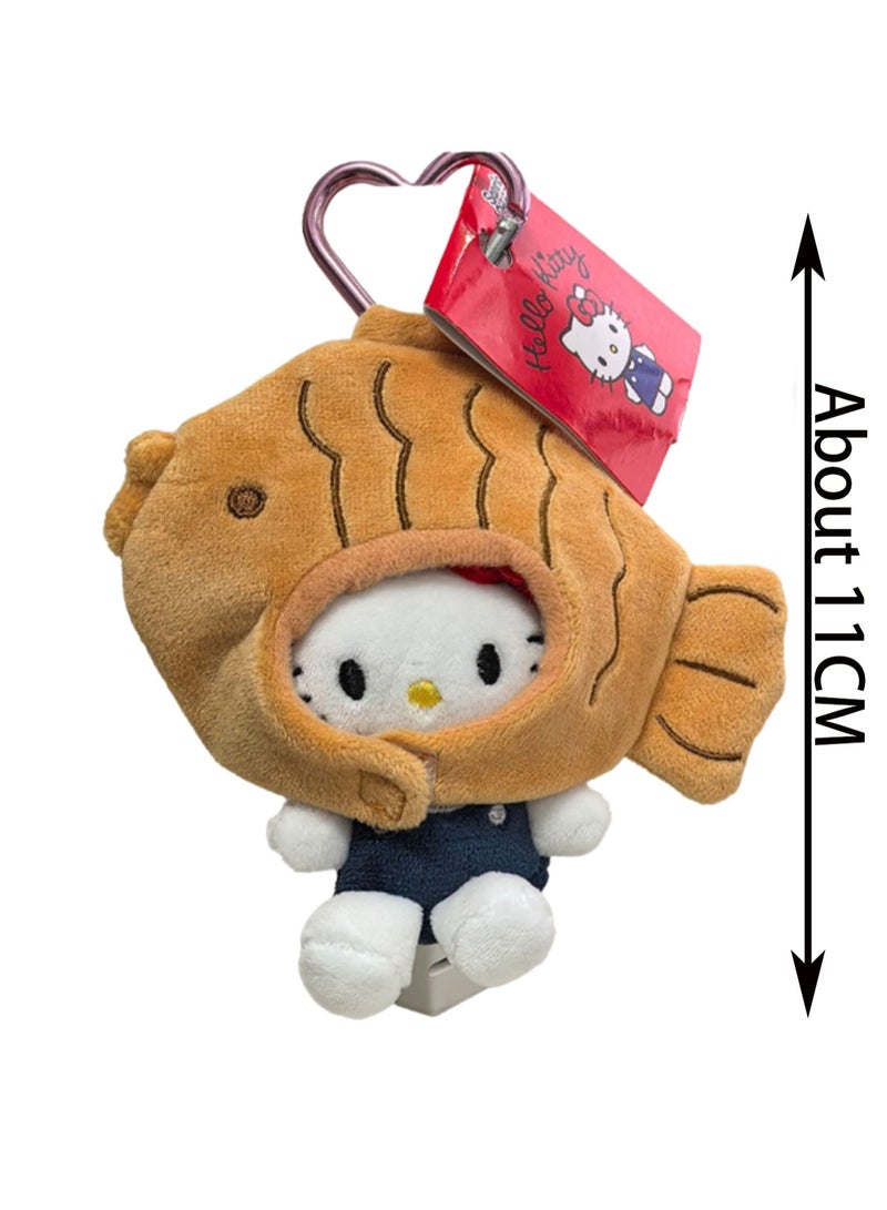 11cm Small Fish Head Set Kitty Cat Plush Pendant Keychain Cute Plush Doll School Bag Accessories Toy Keychain Boy Girl Gift  - Image 2