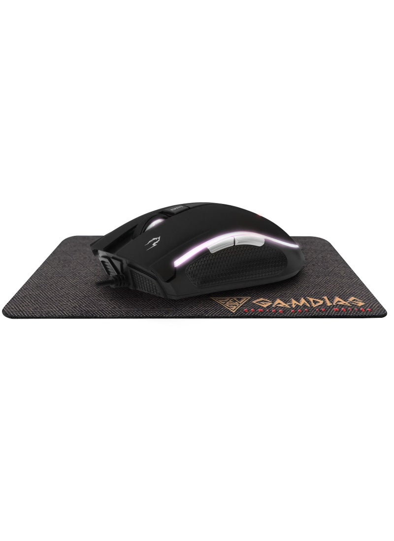 GAMDIAS - Zeus E2 RGB Gaming Mouse 3,200 DPI + NYX E1 Gaming Mouse Pad 23.5 X 18 CM - Image 1