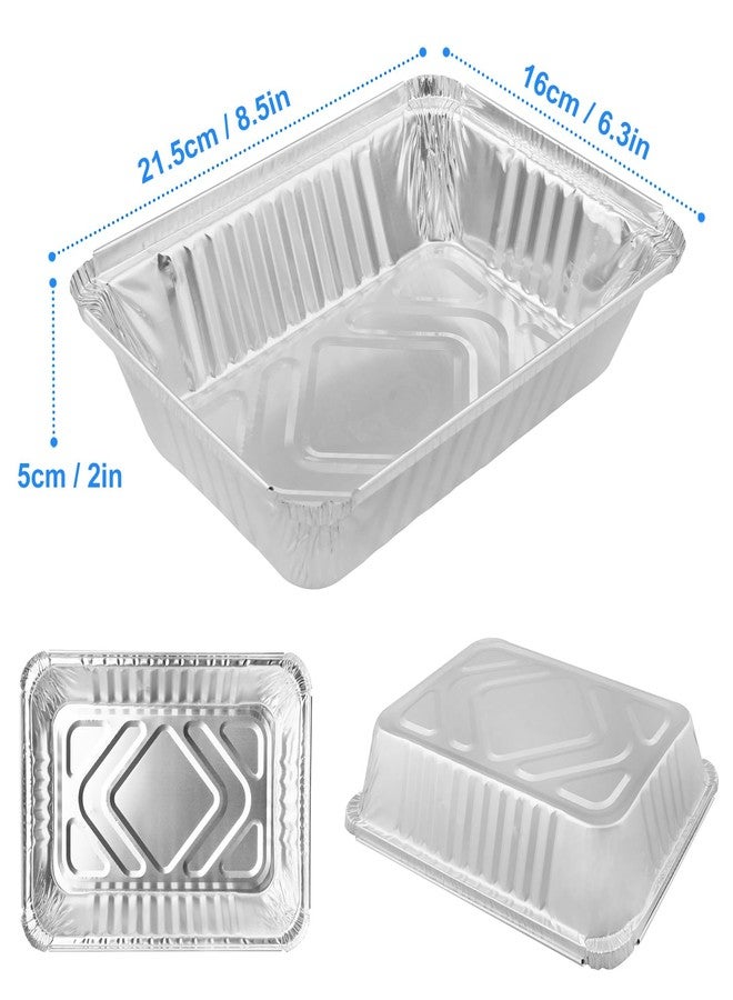 GENHAKON 125 Pack 8.5 x 6 Inch Aluminum Foil Pans, Disposable Aluminum Pans With clear Lids for Baking, Food Prepping, Heating, Storing,Prepping Food, Depth 2 Inch - Image 2