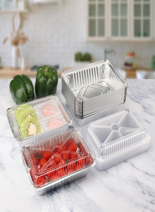 GENHAKON 125 Pack 8.5 x 6 Inch Aluminum Foil Pans, Disposable Aluminum Pans With clear Lids for Baking, Food Prepping, Heating, Storing,Prepping Food, Depth 2 Inch - Image 5
