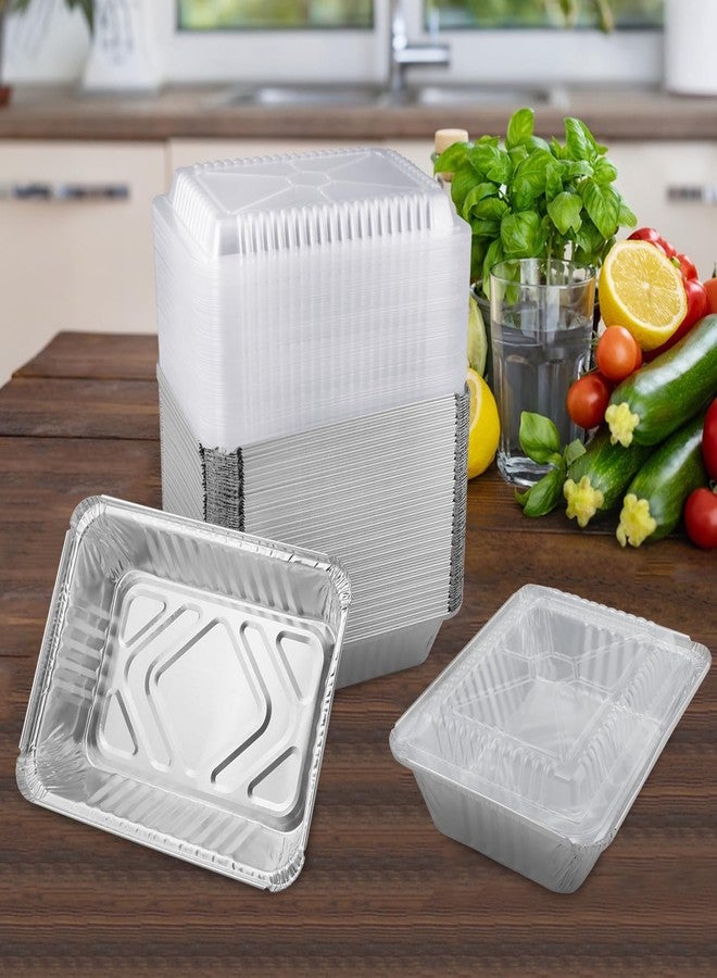 GENHAKON 125 Pack 8.5 x 6 Inch Aluminum Foil Pans, Disposable Aluminum Pans With clear Lids for Baking, Food Prepping, Heating, Storing,Prepping Food, Depth 2 Inch - Image 4