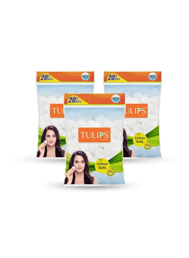 Tulips White Cotton Balls ((100+20N Free) Pack Of 3) - Image 2