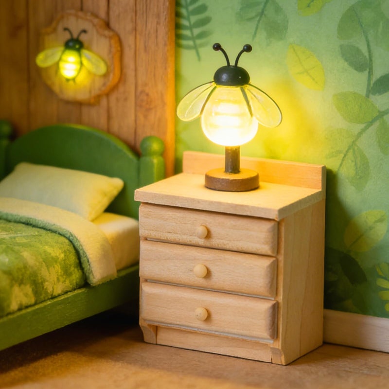 Unfinished Wooden Miniature Dollhouse Bedside Table With Three Drawers For Bedroom Decoration - Image 5