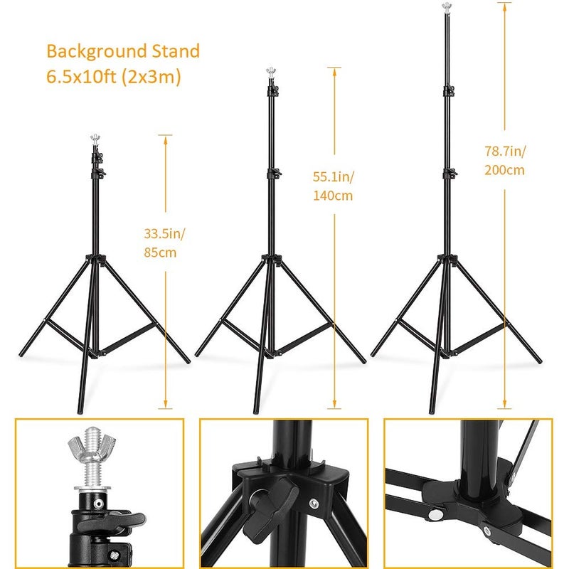 LOMTAP Background Stand Heavy Duty 6.5x10ft/ 2x3m Backdrop Support System Photography Photo Video Studio Kit with Carrying Bag for Adjustable Height and Width Shooting Photo Studio - Image 3