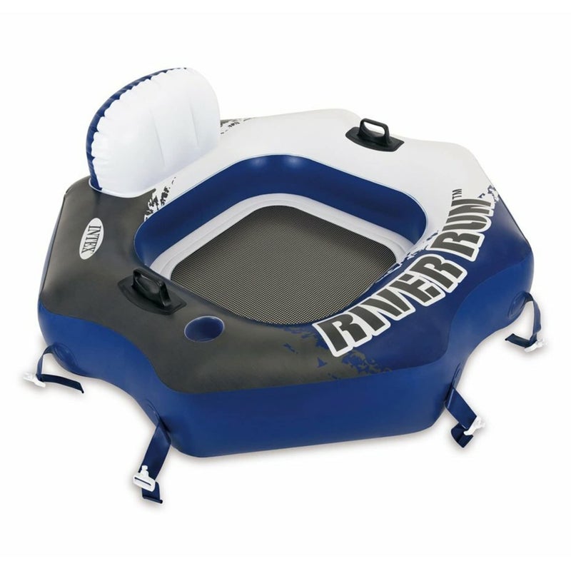 Intex 58854EP River Run Connect Inflatable Floating Lounge: Comfortable Backrest – Built-in Cup Holder – Durable Grab Handles – Easy-to-Use Connectors – 220lb Weight Capacity - Image 1
