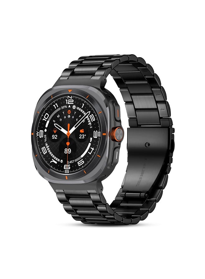 O Ozone Bands Compatible with Samsung Galaxy Watch Ultra 47mm (2024), Metal Stainless Steel Replacement Wristband Strap Men Women for Galaxy Watch 7 Ultra 47mm - Black - Image 1