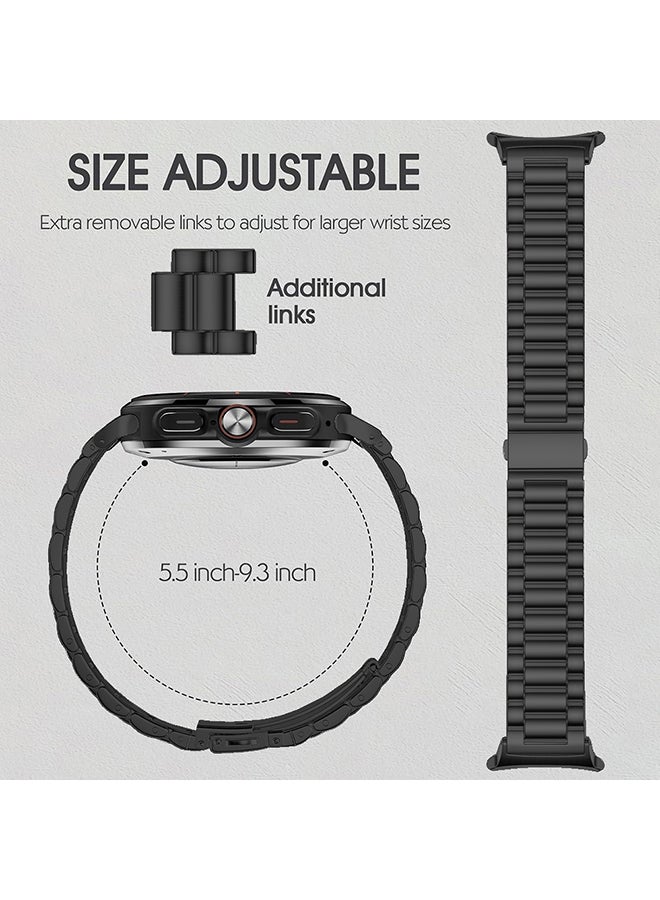 O Ozone Bands Compatible with Samsung Galaxy Watch Ultra 47mm (2024), Metal Stainless Steel Replacement Wristband Strap Men Women for Galaxy Watch 7 Ultra 47mm - Black - Image 2