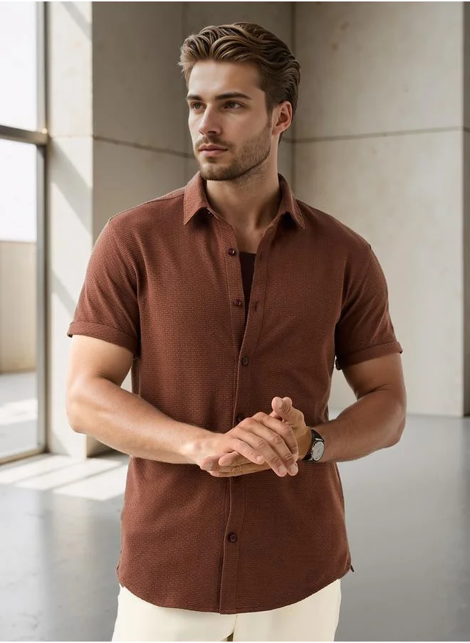 ايكونيك Iconic Textured Slim Fit Shirt