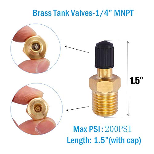 Minimprover 12 PCS Anti-Corrosion Brass Schrader Valve Standard Valve Core with 1/4''NPT Male and 1/8" NPT Male Threads Tank Valve & Aluminium Caps with Rubber Ring - Image 3