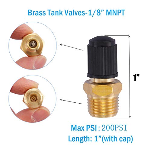 Minimprover 12 PCS Anti-Corrosion Brass Schrader Valve Standard Valve Core with 1/4''NPT Male and 1/8" NPT Male Threads Tank Valve & Aluminium Caps with Rubber Ring - Image 2