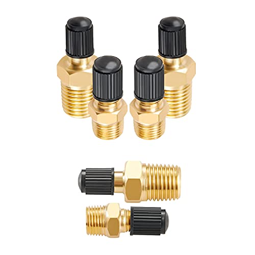 Minimprover 12 PCS Anti-Corrosion Brass Schrader Valve Standard Valve Core with 1/4''NPT Male and 1/8" NPT Male Threads Tank Valve & Aluminium Caps with Rubber Ring - Image 5