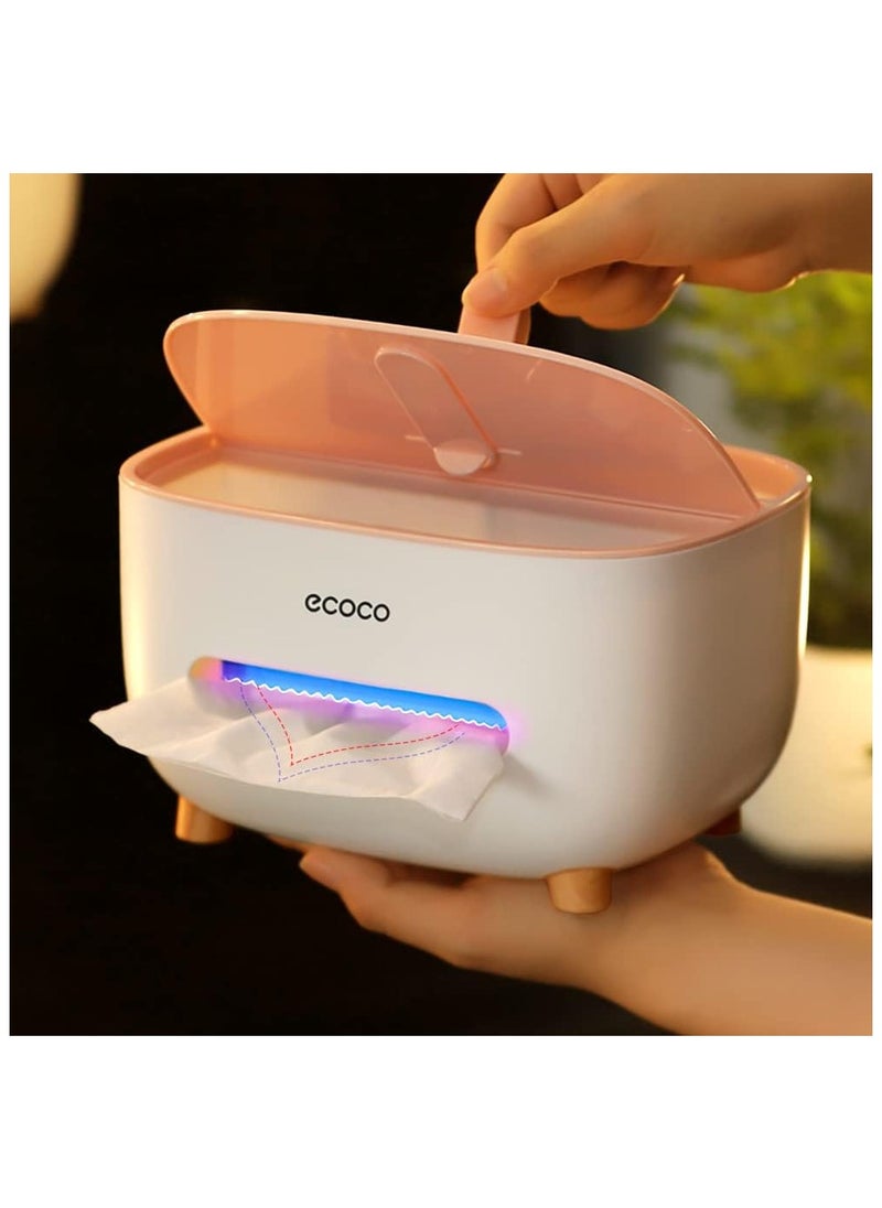 ecoco ECOCO Tissue Box Cover Holder with Storage, Napkin Tissue Box, Multi-Function Tissue Box ABS Material Storage Organizer Caddy for Bathroom, Bedroom and Office, Pink  - Image 3
