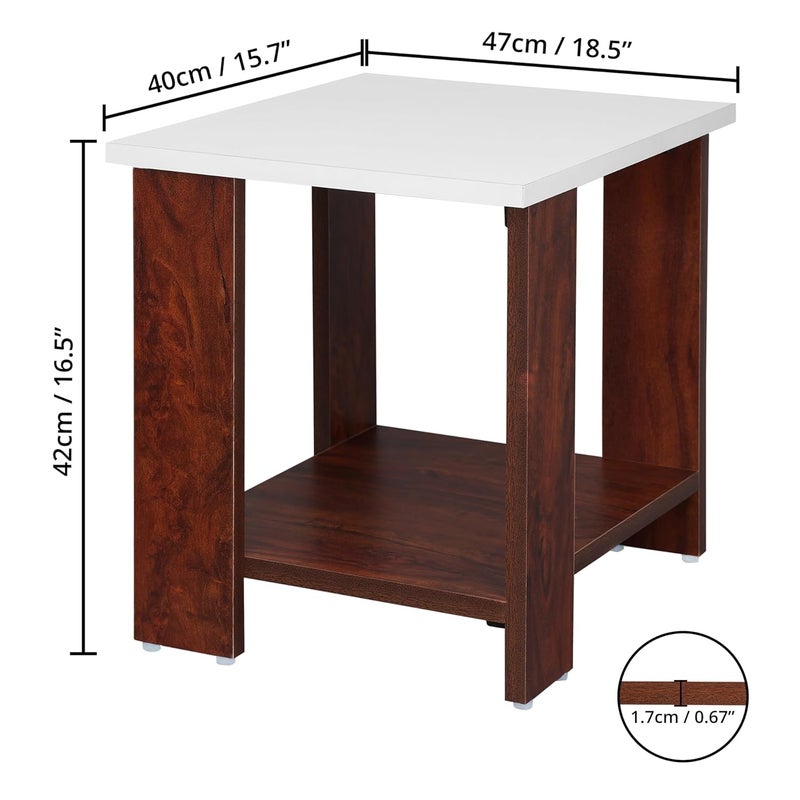 ABOUT SPACE طاولة جانبية خشبية عن الفضاء طاولة ليلية طاولة نهاية منظم موفر للمساحة منظم تخزين أثاث بجانب السرير لغرفة النوم / غرفة المعيشة / الممر L 47 x B 40 x H 42 سم - Image 3