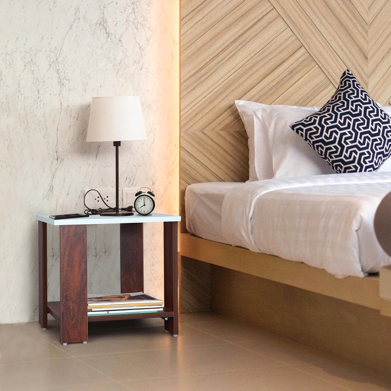 ABOUT SPACE طاولة جانبية خشبية عن الفضاء طاولة ليلية طاولة نهاية منظم موفر للمساحة منظم تخزين أثاث بجانب السرير لغرفة النوم / غرفة المعيشة / الممر L 47 x B 40 x H 42 سم - Image 5