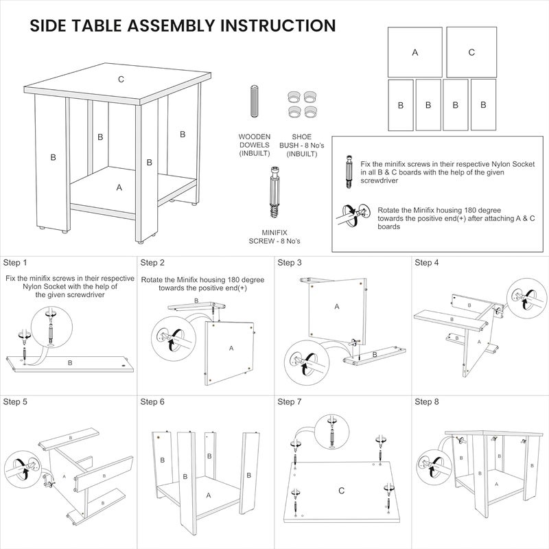 ABOUT SPACE طاولة جانبية خشبية عن الفضاء طاولة ليلية طاولة نهاية منظم موفر للمساحة منظم تخزين أثاث بجانب السرير لغرفة النوم / غرفة المعيشة / الممر L 47 x B 40 x H 42 سم - Image 4