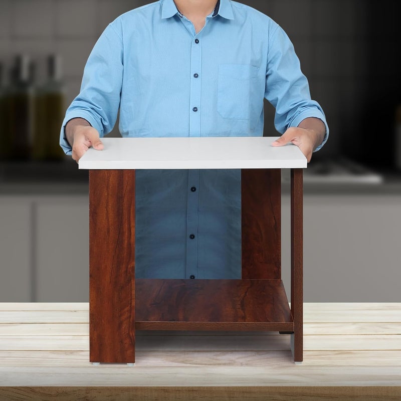 ABOUT SPACE طاولة جانبية خشبية عن الفضاء طاولة ليلية طاولة نهاية منظم موفر للمساحة منظم تخزين أثاث بجانب السرير لغرفة النوم / غرفة المعيشة / الممر L 47 x B 40 x H 42 سم - Image 2