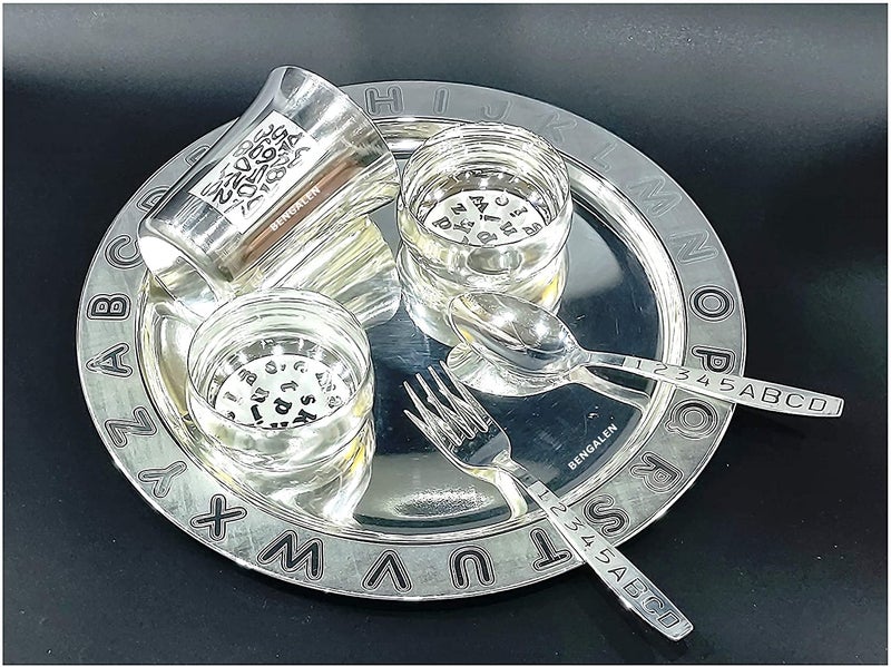 BENGALEN Baby Dinner Set Silver Plated for Rice Ceremony Annaprashan Sanskar Gift for Boys Girls Kids Birthday Return Festive Home Decorative Gifts Items - Image 1