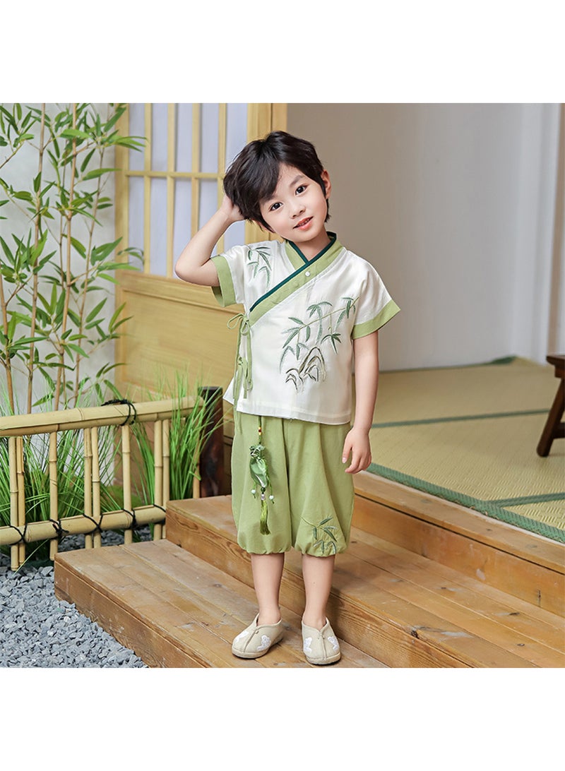 Boys And Girls Hanfu Chinese Style Set white Shirt and Pants Two-piece Suits Spring And Autumn New Children's Tang Dynasty Fashion Clothes - Image 3