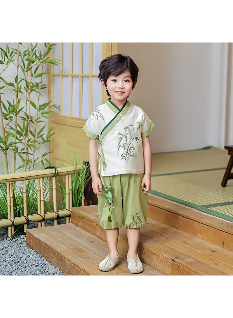 Boys And Girls Hanfu Chinese Style Set white Shirt and Pants Two-piece Suits Spring And Autumn New Children's Tang Dynasty Fashion Clothes - Image 4