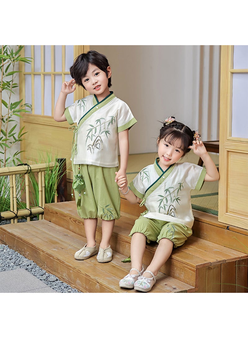 Boys And Girls Hanfu Chinese Style Set white Shirt and Pants Two-piece Suits Spring And Autumn New Children's Tang Dynasty Fashion Clothes - Image 5