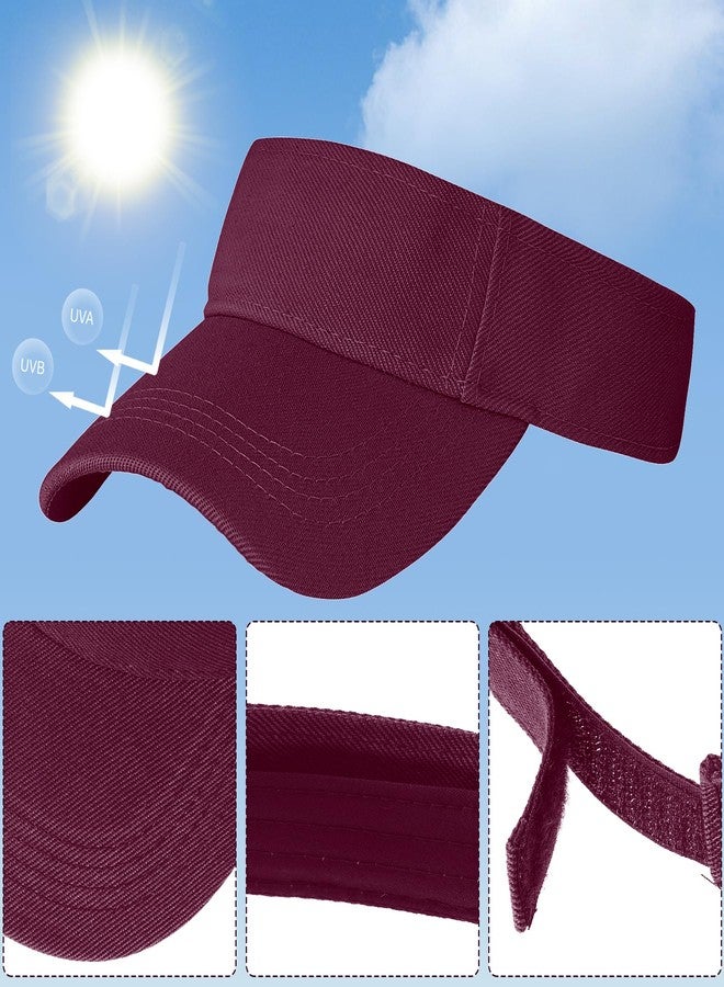 Marrywindix Burgundy Sport Wear Athletic Visor Sun Visor Hat Visor Adjustable Cap for Women and Men (One Size) - Image 4