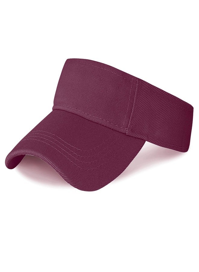 Marrywindix Burgundy Sport Wear Athletic Visor Sun Visor Hat Visor Adjustable Cap for Women and Men (One Size) - Image 1