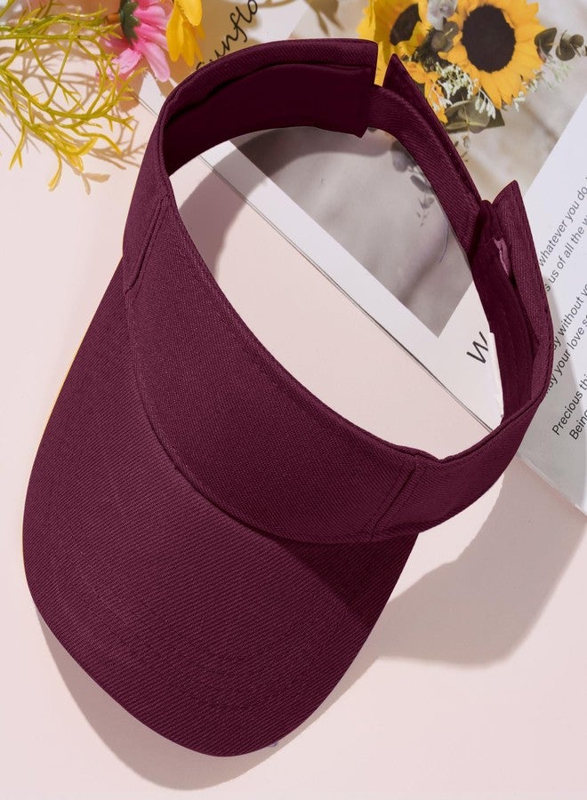 Marrywindix Burgundy Sport Wear Athletic Visor Sun Visor Hat Visor Adjustable Cap for Women and Men (One Size) - Image 5