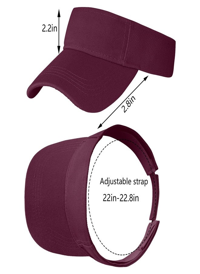 Marrywindix Burgundy Sport Wear Athletic Visor Sun Visor Hat Visor Adjustable Cap for Women and Men (One Size) - Image 2