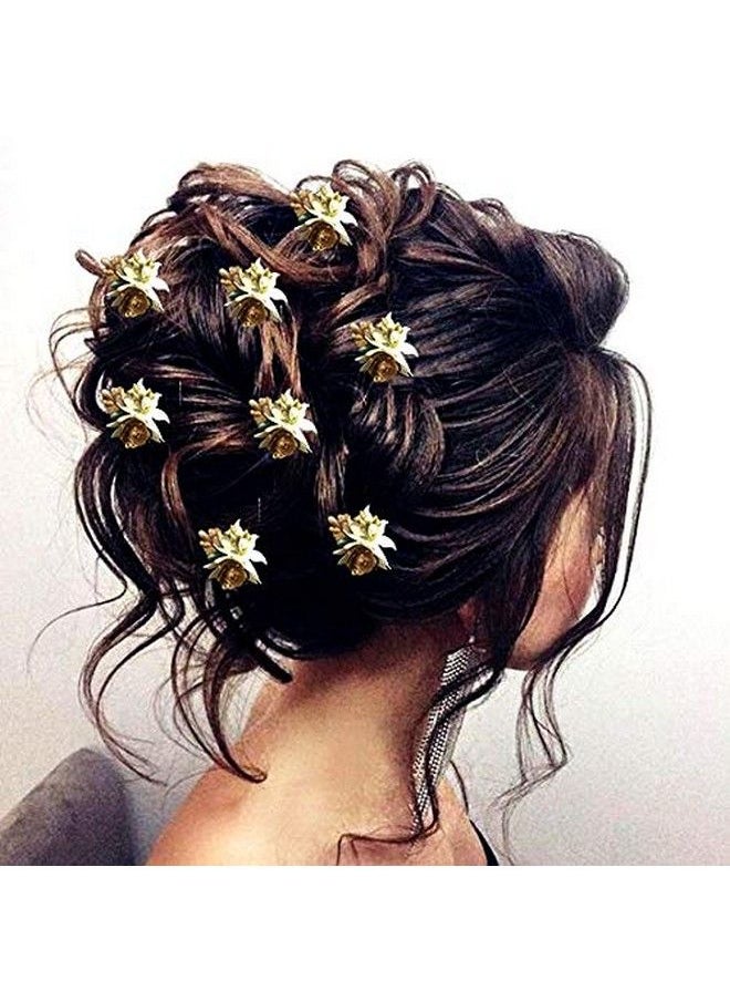 Hair Flare 2148 Hair Pins Clips Hair Buns Hair Styles Artificial Flowers Accessories For Women Golden Pack Of 1  - Image 2