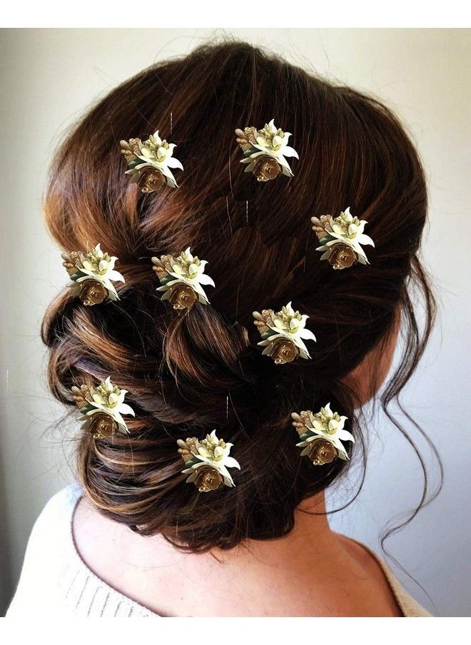Hair Flare 2148 Hair Pins Clips Hair Buns Hair Styles Artificial Flowers Accessories For Women Golden Pack Of 1  - Image 3