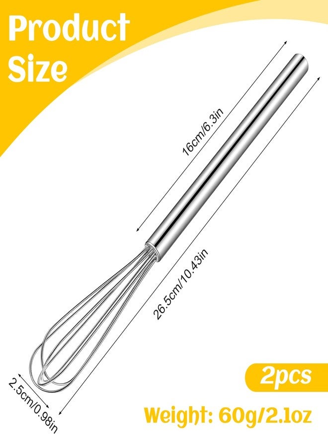Thrymme 2PCS Small Whisks for Cooking, Silver Tiny Whisk Stainless Steel, Compact Small Whisk for Eggs, Sauces & Coffee Prep, (10.5 * 1 Inch) - Image 2