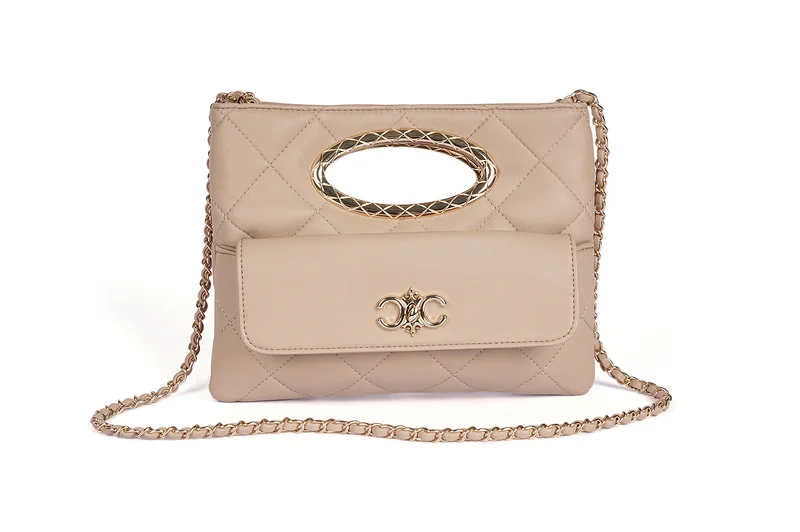 Cuple Oval-shaped cutout faux leather quilted handbag