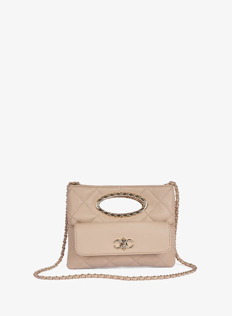 كابلي Oval-shaped cutout faux leather quilted handbag
