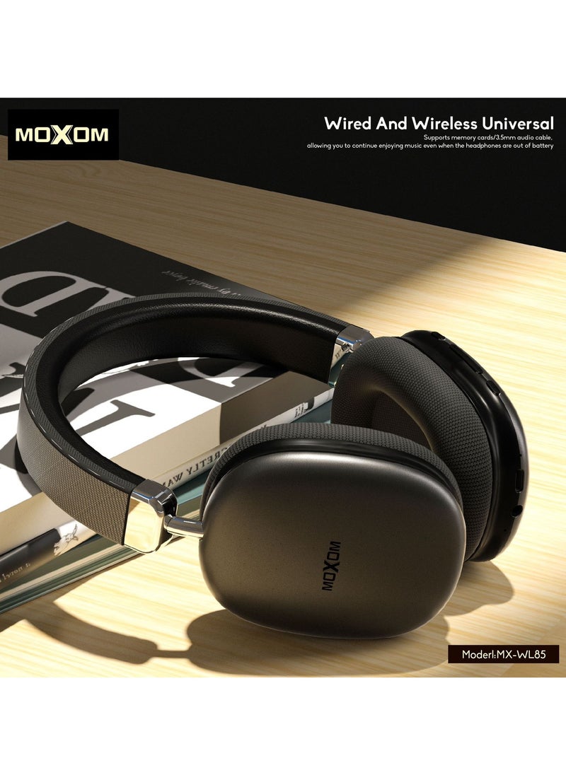 MOXOM MX-WL85 Wireless On-Ear Headphones - Pure Bass - 40H Battery - Speed Charge - Fast Usb Type-C - Foldable Hi-Fi Audio  - Image 3