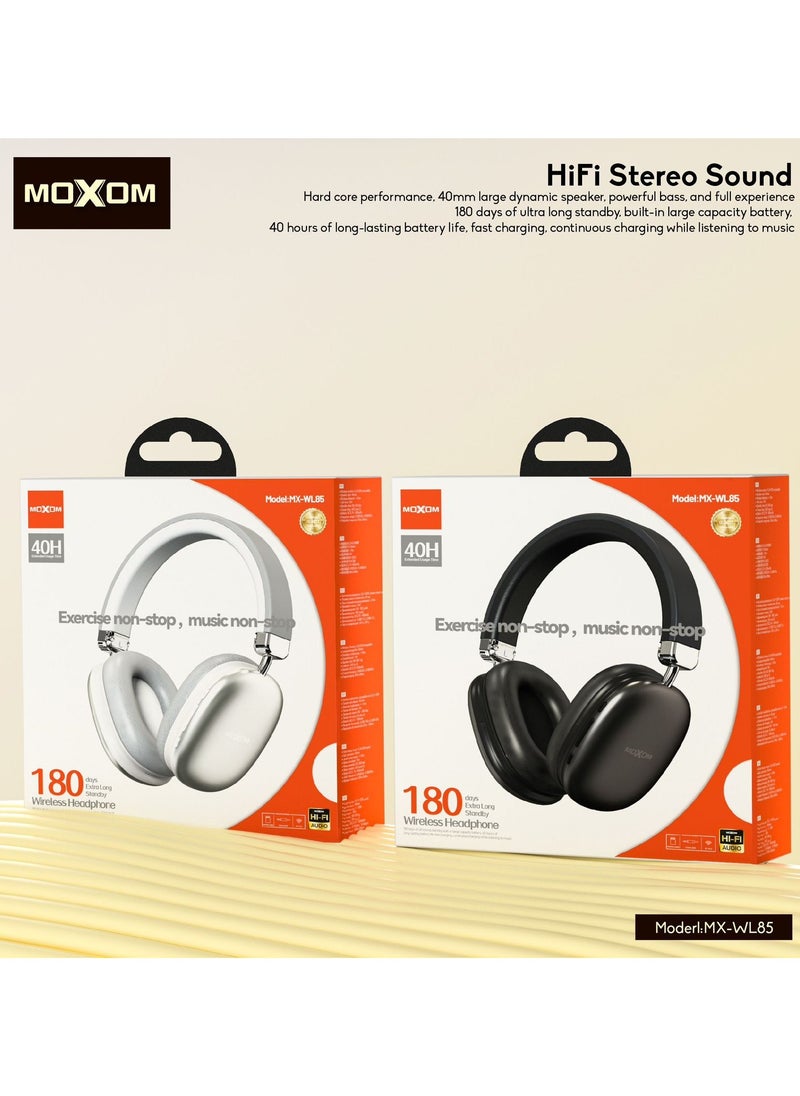 MOXOM MX-WL85 Wireless On-Ear Headphones - Pure Bass - 40H Battery - Speed Charge - Fast Usb Type-C - Foldable Hi-Fi Audio  - Image 4