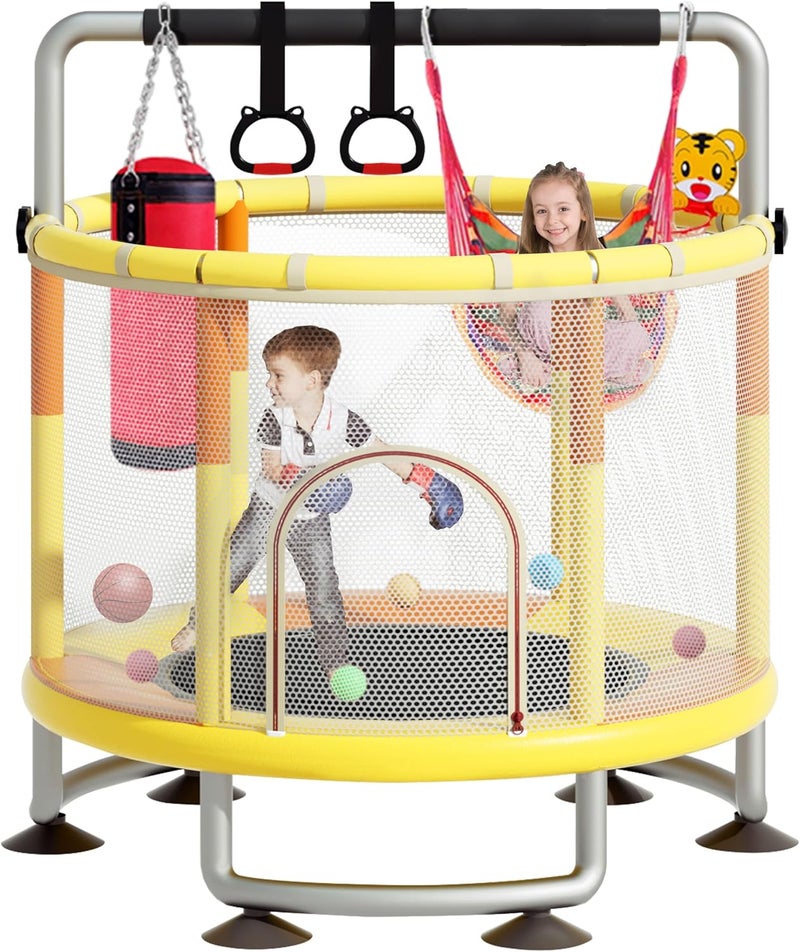 CYlively 5-in-1 Toddler Trampoline for Kids,60"" Trampoline for Toddlers,Upgrade Kids Trampoline Indoor Outdoor,500lbs Baby Child Large Small Trampoline with Safety Net - Image 1