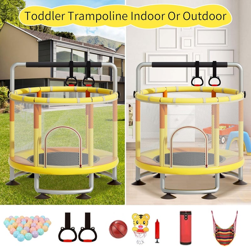 CYlively 5-in-1 Toddler Trampoline for Kids,60"" Trampoline for Toddlers,Upgrade Kids Trampoline Indoor Outdoor,500lbs Baby Child Large Small Trampoline with Safety Net - Image 2
