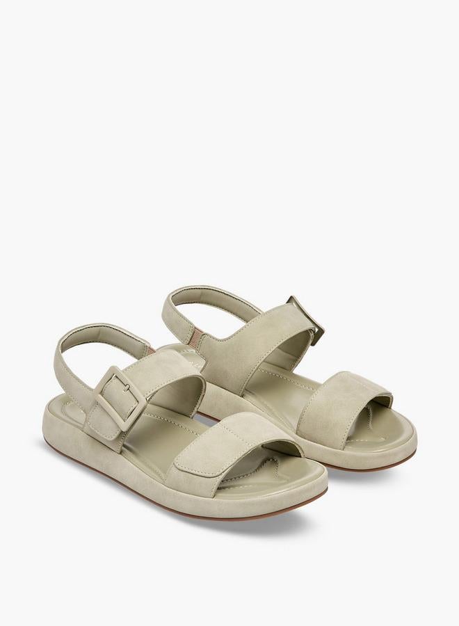 Le Confort Women Suede Buckle Detail Hook & Loop Sandals - Image 1