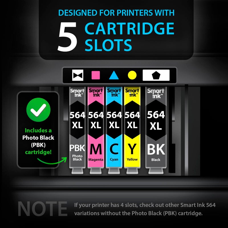 Smart Ink Compatible Ink Cartridge Replacement for HP 564 XL 564XL High Yield 10 Combo Pack (2 Black, 2PBK & 2 C/M/Y) for Photosmart 6525 6520 7520 5520 7510 5510 7525 DeskJet 3520 3522 OfficeJet 4620 - Image 2