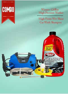 Winner Buy Winner 120 Bar 1600W High-Pressure Washer and Black Magic Wet Shine Car Wash Shampoo Combo  - Image 1
